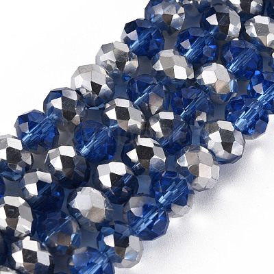 Electroplate Transparent Glass Beads Strands EGLA-A034-T8mm-M25-1