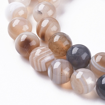 Natural Striped Agate/Banded Agate Beads Strands X-G-G582-8mm-57-1