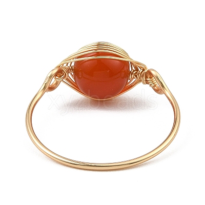 Natural Mixed Gemstone Braided Bead Finger Ring RJEW-JR00588-02-1