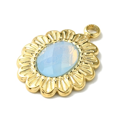 Ion Plating(IP) Real 14K Gold Plated 304 Stainless Steel with Glass Pendant FIND-Z028-30A-1