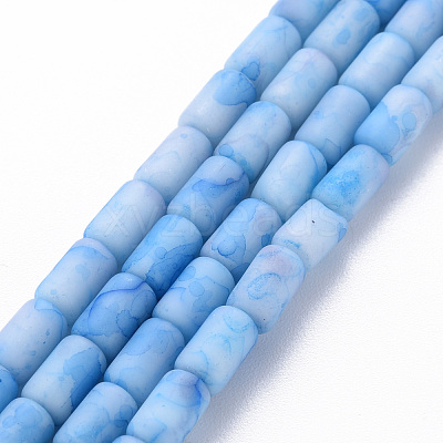 Opaque Baking Paint Crackle Glass Beads Strands FGLA-T004-01H-1