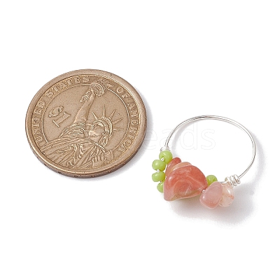 Natural South Red Agate Chip Finger Rings RJEW-TA00125-1