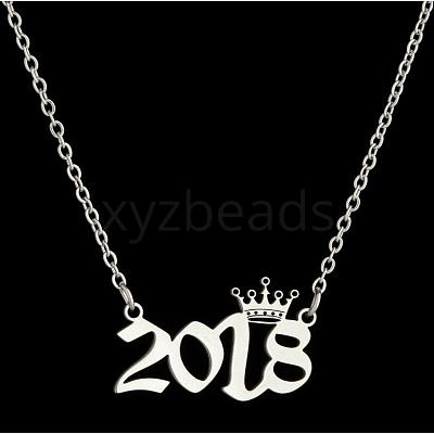 Crown Birth Year 201 Stainless Steel Pendant Necklaces for Women FS-WG4E8F2-79-1