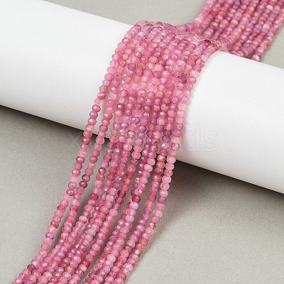 Faceted Rondelle Natural Red Tourmaline Bead Strands G-F289-45-1