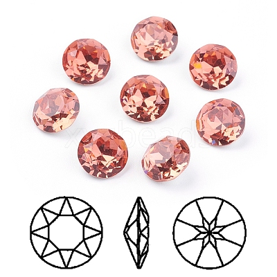 Pointed Back & Back Plated Glass Rhinestone Cabochons RGLA-J012-8mm-542-1