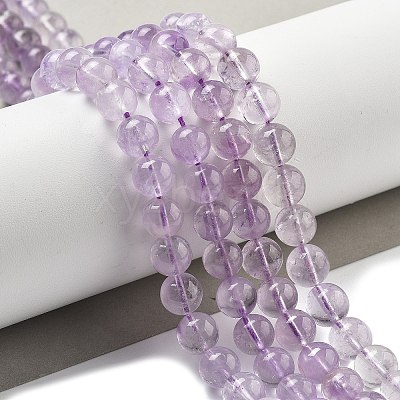Natural Lavender Amethyst Round Bead Strands G-L411-12-8mm-1