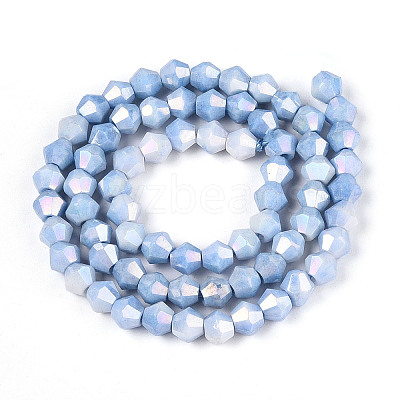 Anti-Tarnish Electroplate Bicone Glass Beads Strands EGLA-T021-6mm-16-09-1