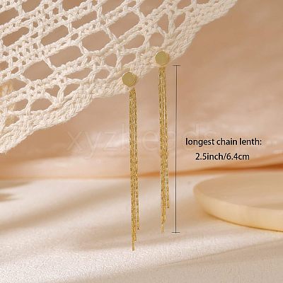 Brass Chain Tassel Stud Earrings FS-WGE0263-03-1