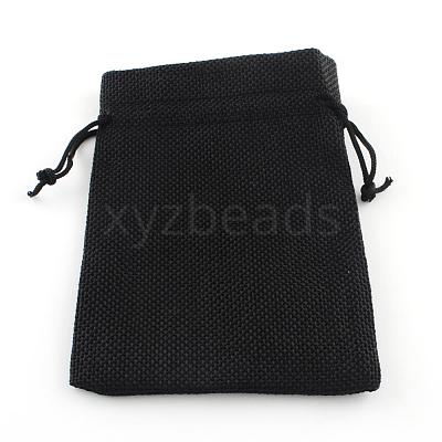 Polyester Imitation Burlap Packing Pouches Drawstring Bags ABAG-R005-17x23-09-1