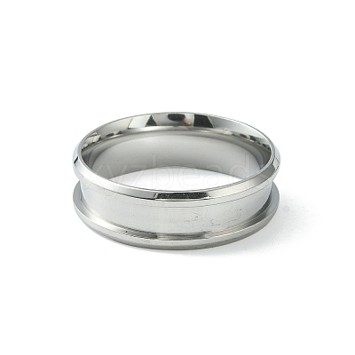 201 Stainless Steel Grooved Finger Ring Settings STAS-TAC0001-10F-P-1