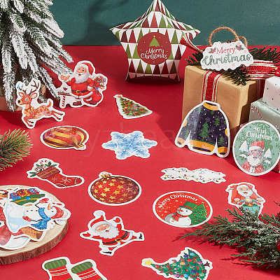 1 Bag Christmas Theme Paper Self-Adhesive Stickers DIY-SC0032-88-1