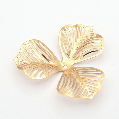 3-Petal Flower Rack Plating Iron Bead Caps LS-X-IFIN-D071-1
