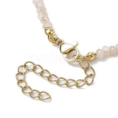 Glass Beads with Shell Heart  Necklaces NJEW-JN04681-03-1