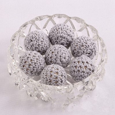 Handmade Woolen Macrame Wooden Pom Pom Ball Beads MAKN-PW0001-047F-1