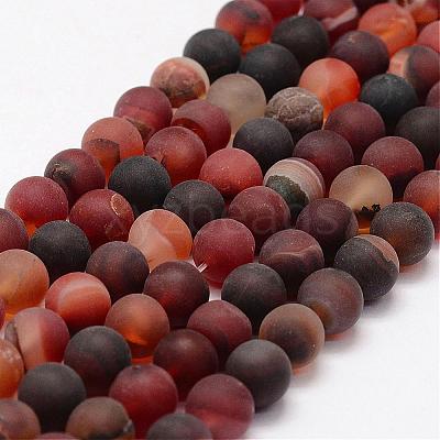 Frosted Natural Agate Beads Strands G-F365-6mm-01-1
