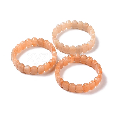 Natural Red Aventurine Oval Beaded Stretch Bracelet G-E010-01E-1