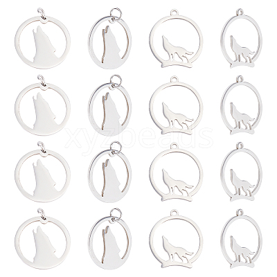 20Pcs 2 Style 201 Stainless Steel Pendants STAS-UN0028-49-1