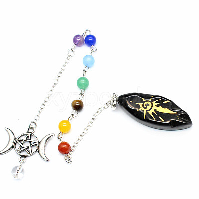 Natural Obsidian Horse Eye Dowsing Pendulum Big Pendants PW-WG8D3DA-02-1