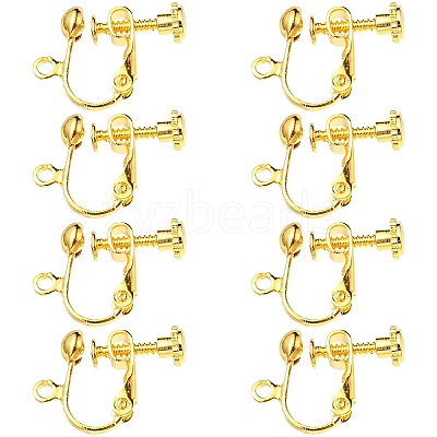 Rack Plated Brass Screw Clip-on Earring Findings KK-YW0001-10G-1