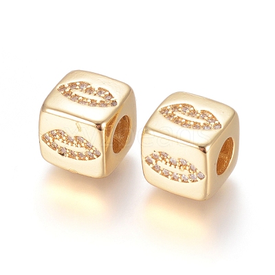 Brass Micro Pave Cubic Zirconia European Beads ZIRC-G162-14G-02-1