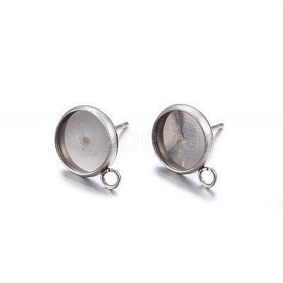 Non-Tarnish 304 Stainless Steel Stud Earring Settings LS-X-STAS-H467-08P-10mm-1