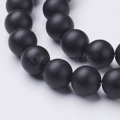 Natural Black Agate Beads Strands X-G-D543-8mm-1