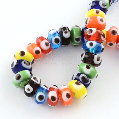 Rondelle Evil Eye Lampwork Bead Strands X-LAMP-R121-M-1