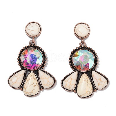 Alloy Synthetic Turquoise Dangle Stud Earrings LS-EJEW-U053-04A-R-1