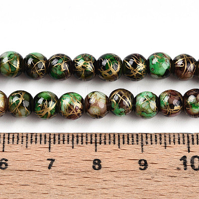 Baking Paint Glass Beads Strands DGLA-N003-6mm-B07-1