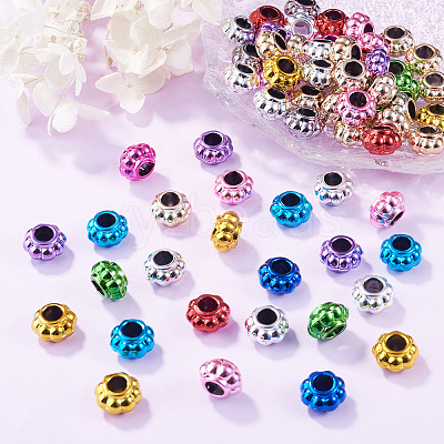 100Pcs UV Plating Opaque Acrylic European Beads PACR-TA0001-32C-1