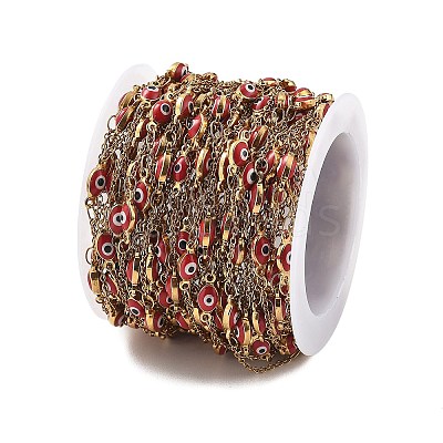 Enamel & 304 Stainless Steel Link Chains CHS-K021-10G-01-1