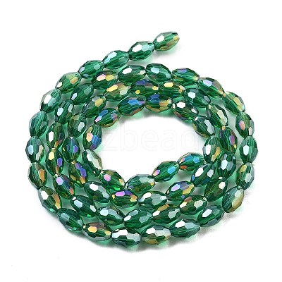 Transparent Electroplate Glass Beads Strands EGLA-A037-T6x8mm-B15-1