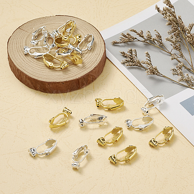 Brass Clip-on Earring Converters Findings KK-TA0007-21-1