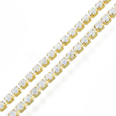 Brass Rhinestone Strass Chains CHC-N017-003B-C08-1