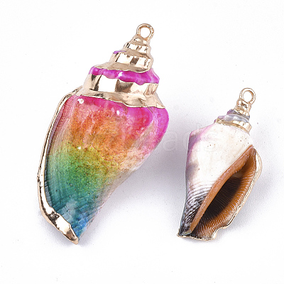 Spray Paint & Electroplate Spiral Shell Pendants X-SSHEL-S262-02C-1