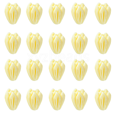 20Pcs Opaque Resin Flower Rose Beads RESI-YW0004-99B-1
