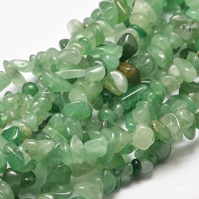 Natural Green Aventurine Chip Bead Strands G-L444-03-1
