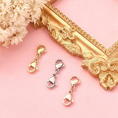3Pcs 3 Colors 304 Stainless Steel Double Lobster Claw Clasps STAS-YW0001-52A-1