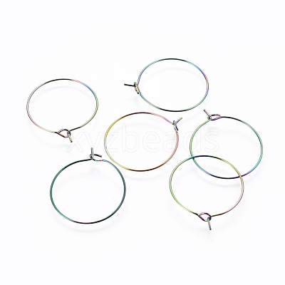Ion Plating(IP) 304 Stainless Steel Hoop Earring Findings STAS-G201-07A-M-1