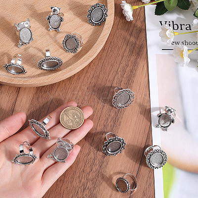 16Pcs 8 Style Adjustable Alloy Finger Rings Components FIND-SC0008-65-1