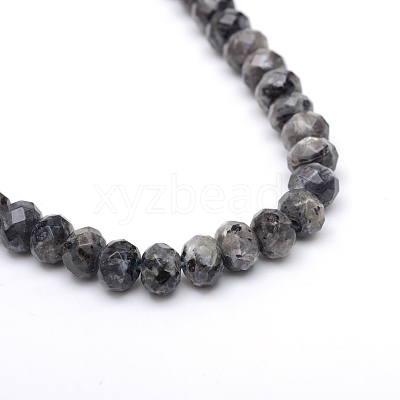 Faceted Rondelle Dyed Natural Sesame Jasper/Kiwi Jasper Bead Strands G-R343-6x8-20-1