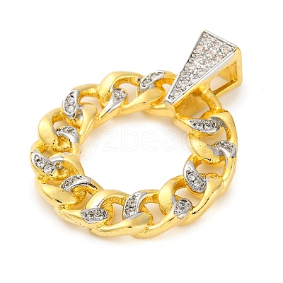 Rack Plating Brass Micro Pave Cubic Zirconia Pendants KK-M021-08G-02-1