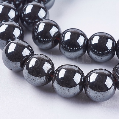 Non-magnetic Synthetic Hematite Bead Strands G-R193-19-10mm-1