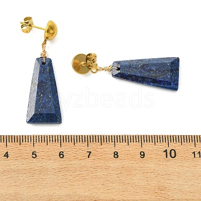 Dyed Natural Lapis Lazuli & Natural Amazonite & Natural Tiger Eye Dangle Stud Earrings EJEW-JE07032-1