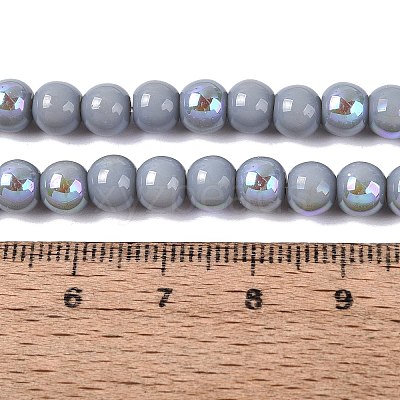 Electroplate Opaque Glass Beads Strands EGLA-Q132-6MM-01C-20-1