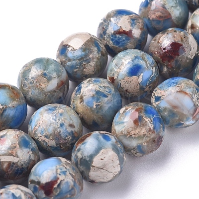 Assembled Synthetic Turquoise and Imperial Jasper Beads Strands G-D0006-C02-8mm-01-1