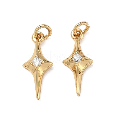 Brass Micro Pave Clear Cubic Zirconia Pendants CU-CBAF0F8-16B-G-1