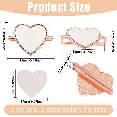 15Pcs 3 Colors Alloy Heat Transfer Watch Band Accessories FIND-CA0011-17A-1