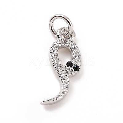 Brass Micro Pave Cubic Zirconia Charms KK-C012-09P-1
