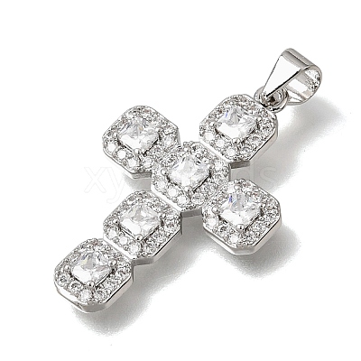 Brass Micro Pave Clear Cubic Zirconia Pendants CU-CBA9883-05A-P-1